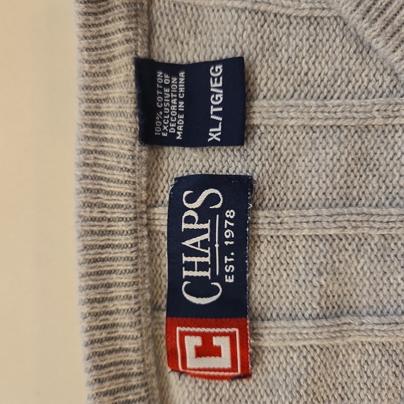 Chaps Mens V-Neck Cotton Knit Sweater Gray Size XL - Picture 7 of 8
